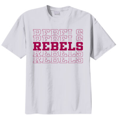Rebels Stacked Maroon Youth 50/50 T-Shirt Thumbnail